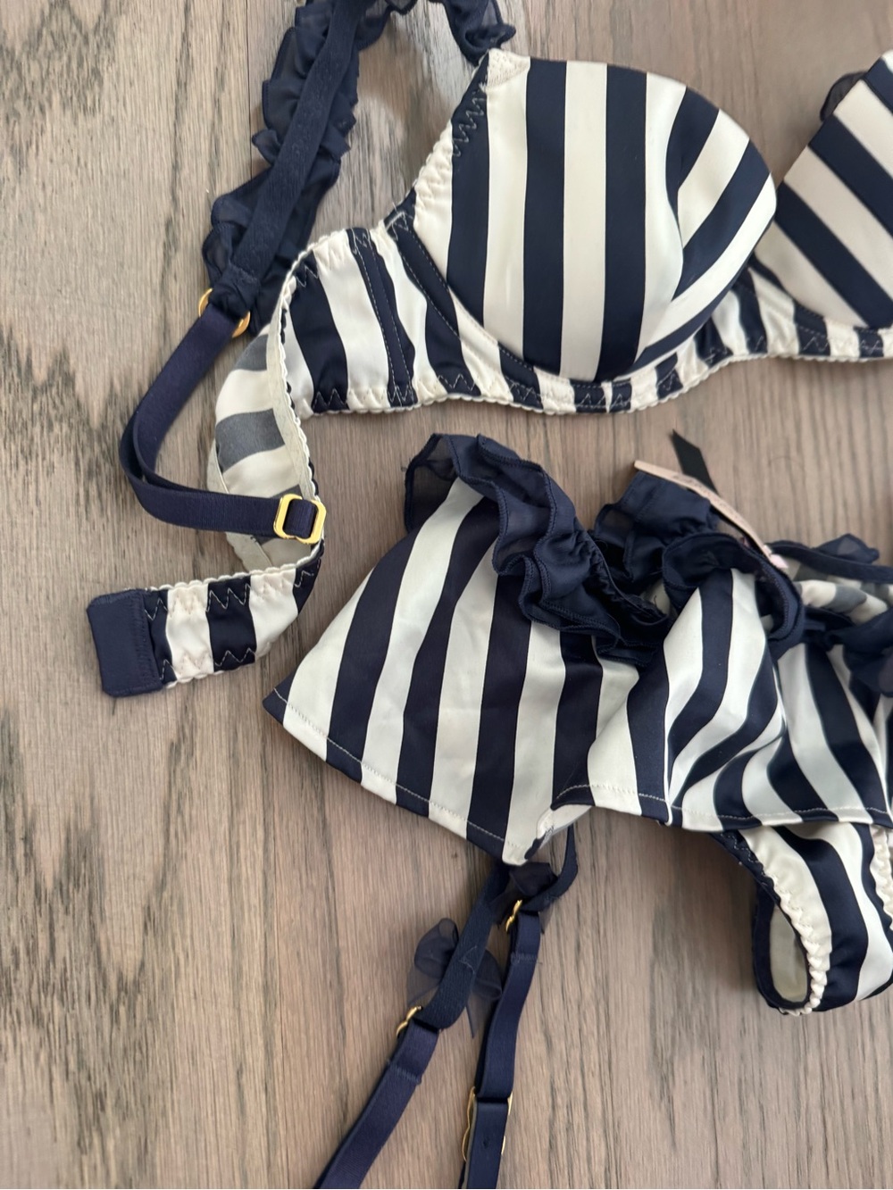 NWT Victoria’s Secret Striped Navy and White Lingerie Set. - Picture 6 of 7